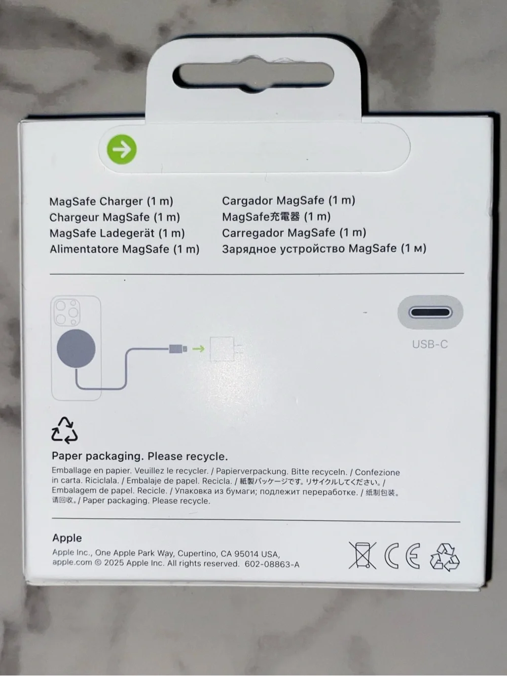 Apple - MagSafe Charger (1m) For iPhone 12 through iPhone 17 Models + AirPods